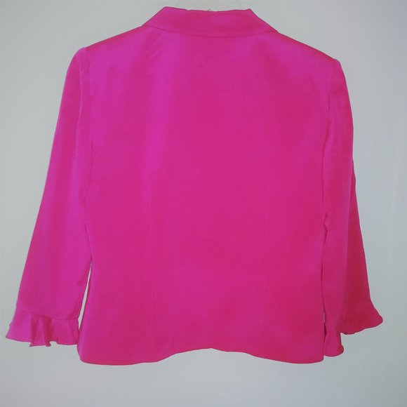 MAGGY LONDON 100% FUSCHIA SILK SKIRT SUIT SZ 10 - Picture 2 of 6
